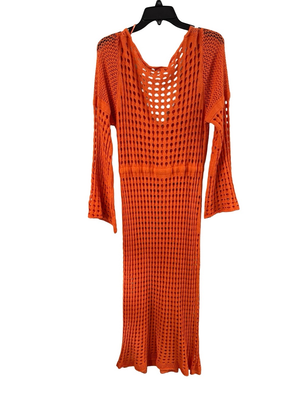 Zara Orange Open-Knit Long Sleeve Swim Cover-Up Dress